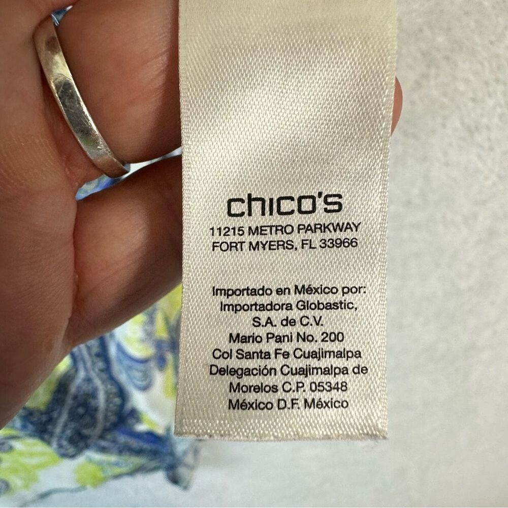 Chico's 2 Large Arielle Paisley Roll Sleeve Sheer Pullover Tunic Top - Picture 10 of 16